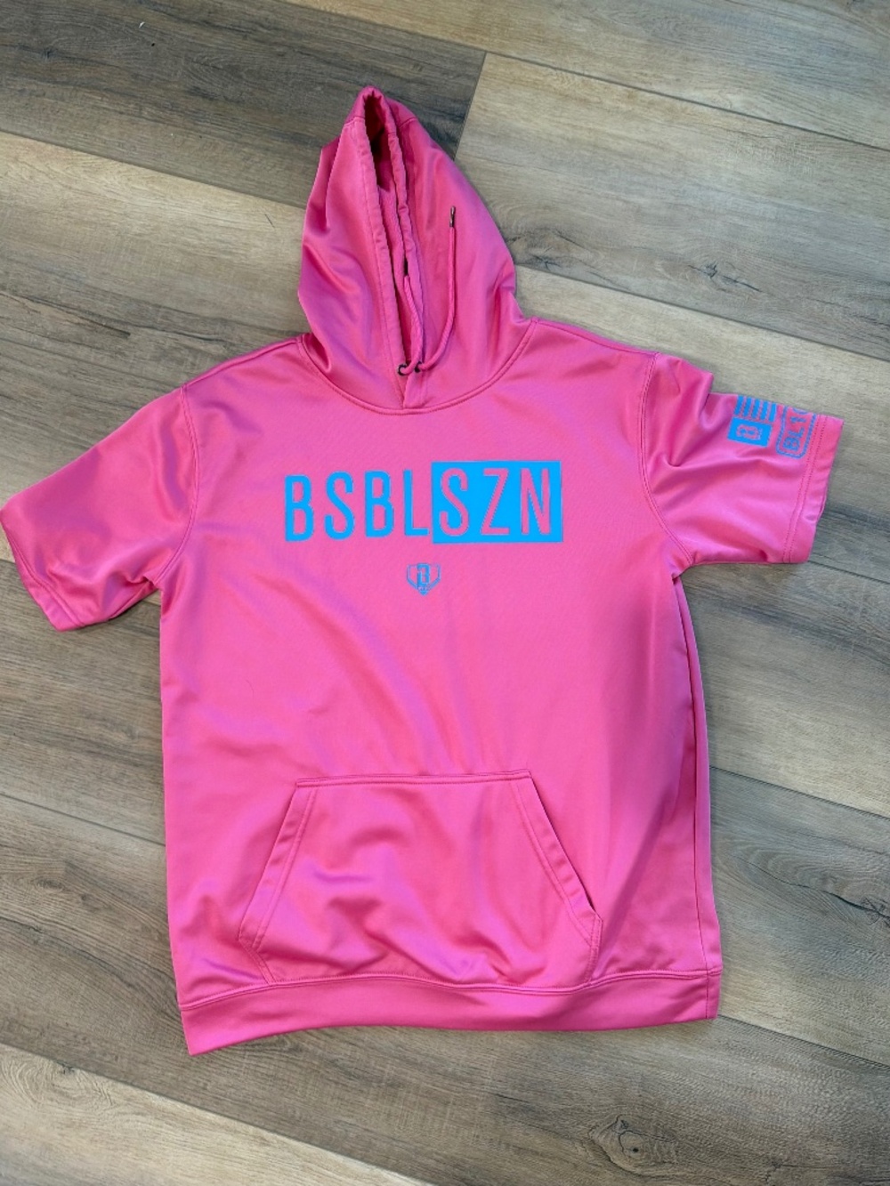 Baseball 101 Short-Sleeve Pink Hoodie - Men’s Small
